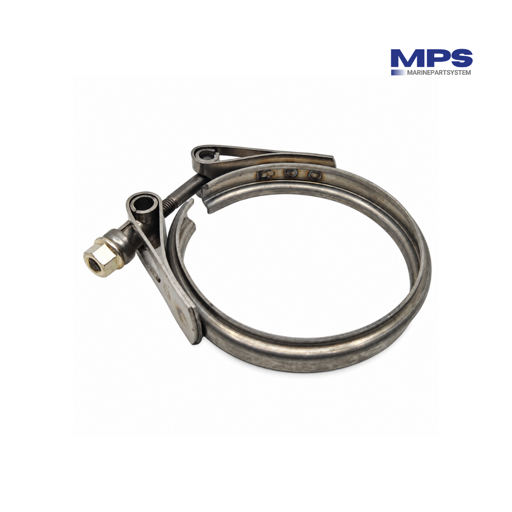 Abrazadera de banda en V para el escape del turbo de los motores Volvo Penta, que sustituye a la pieza 21325765.